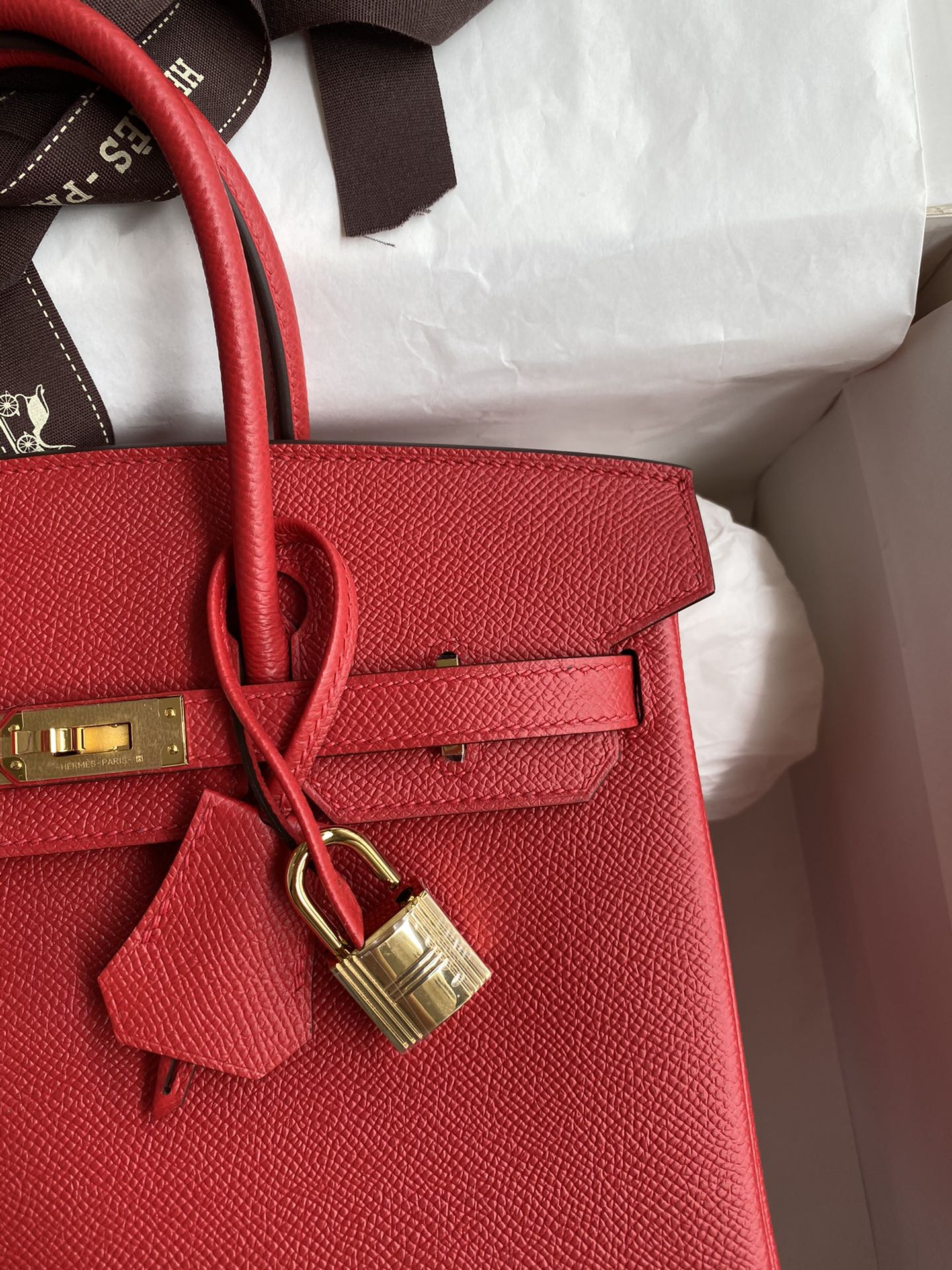 Hermes Birkin 25CM Epsom Leather Handbag Red